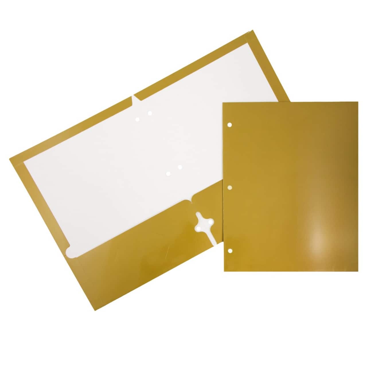 JAM Paper Laminated 2-Pocket Glossy 3-Hole Punch School Folders, 6ct.